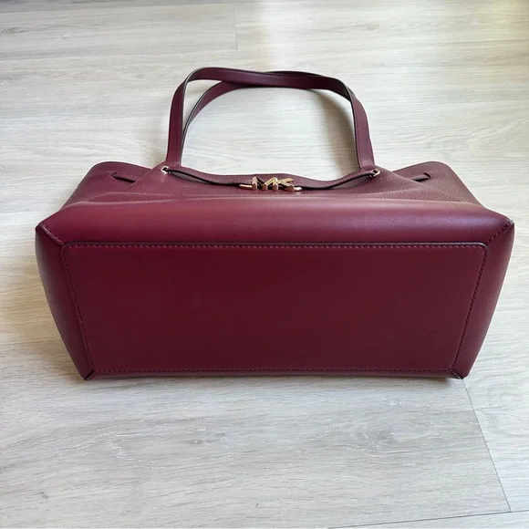 Michael Kors Deep Red Burgandy Tote with Gold Accents - Picture 3 of 6